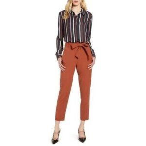 Halogen Tie Waist Twill Ankle Pants. Rust Sequoia. Size 2, NWT